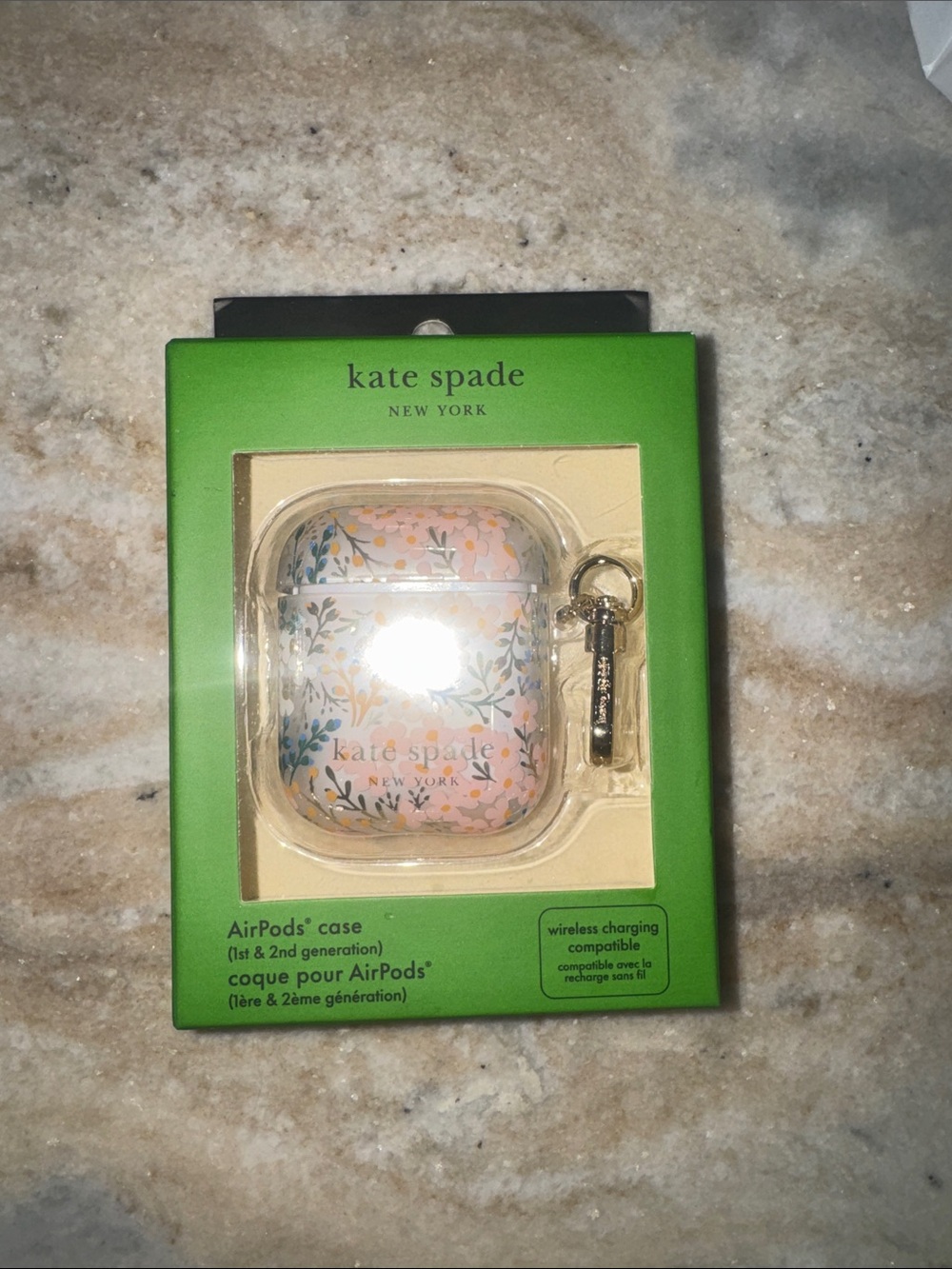 kate spade Floral Print AirPods Case in Pink, Green, Gold NEW!